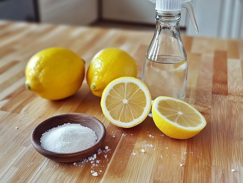 Lemons, white vinegar, and salt